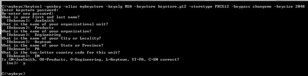 Creating a keystore with the Java keytool utility